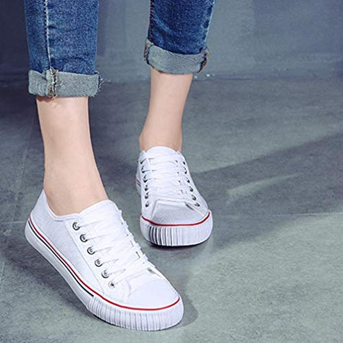 Zapatos de Lona de Las Mujeres Low Cut Candy Color Student Campus Flat Zapatos Casuales Mujer Plus Size 35 42 Summer Lace Up Fashion Sneaker