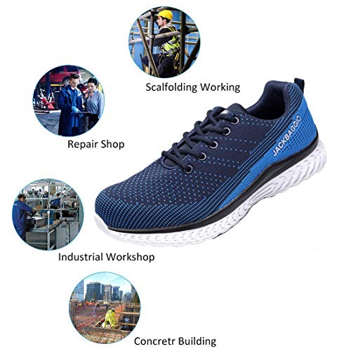 Zapatos de Seguridad para Hombre con S3 Puntera de Acero Zapatillas de Seguridad Trabajo Calzado Transpirable Ligeras S3 Calzado de Trabajo Comodas,Blue,EU39