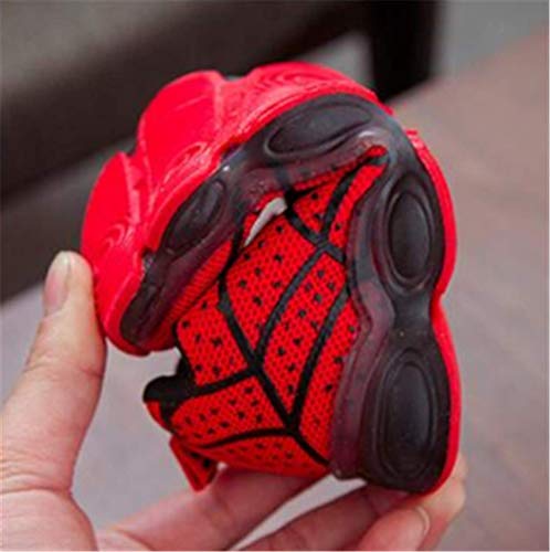 Zapatos infantiles LED Spiderman hombre zapatos de bebé universales femeninos (Rojo,29EU)