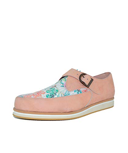 Zapatos Mocasín Mujer | Modelo Fuengirola | Zapatos Piel Mujer | Zapato Mocasín 1 Hebilla | Mocasínes Mujer | Zapatos Elegantes | Color Rosa Ante Floral | Envío 48 Horas | Variedad de Tallas (36)