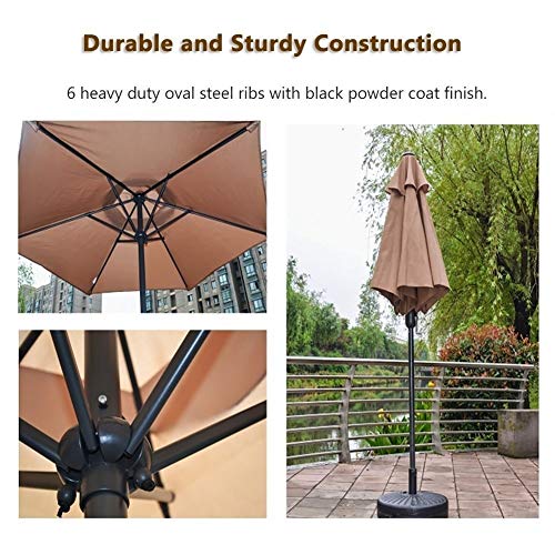 ZAQI Parasol Jardin Sombrillas Terraza Playa Sombrilla Al Aire Libre con Manivela, Sombrillas de Playa de Protección contra la Lluvia de Color Beige, para Patio, Jardín Exterior, 2 M (6.6 Pies)