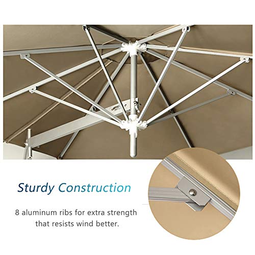 ZAQI Parasol Jardin Sombrillas Terraza Playa Sombrilla Cantilever Redonda Montada en la Pared, Balcón Exterior para Jardín, Marco de Aluminio, Toldo de Poliéster de 280g y 8 Costillas