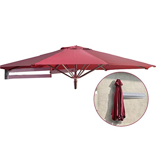 ZAQI Parasol Jardin Sombrillas Terraza Playa Sombrilla Cantilever Redonda Montada en la Pared, Balcón Exterior para Jardín, Marco de Aluminio, Toldo de Poliéster de 280g y 8 Costillas