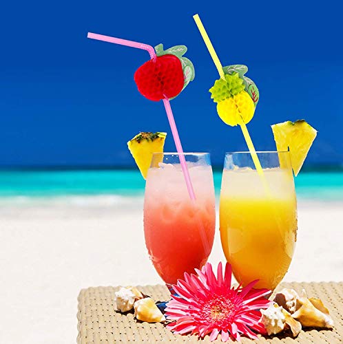 ZARRS Pajas Decoración de Cóctel,50 Pack 3D Frutas Pajitas Plástico Pajas de Beber Fiesta de Decoración para Cocktail Bebidas Tropicales Fiesta de Cumpleaños Celebración Bodas 24CM