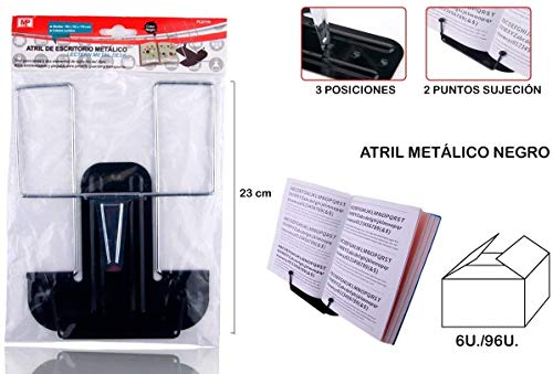 ZCENTER Atril de Escritorio Metálico de 3 Inclinaciones, Portátil, Soporte libro Negro Soporte de tablet Atril para documentos - 16 x 16.3 x 17 cm (NEGRO)