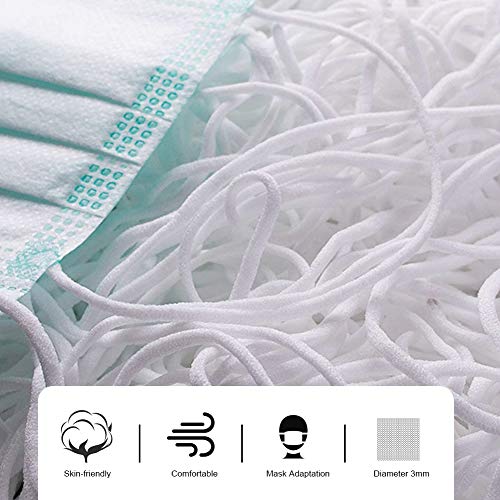 ZCZY Cuerda Elastica,3mm Redondo Cintas elásticas para Costura Y Manualidades DIY Cordon, Elástico de Cuerda Tela para Coser Ropa (Blanco-70 yardas)