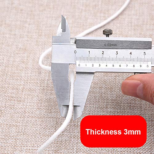 ZCZY Cuerda Elastica,3mm Redondo Cintas elásticas para Costura Y Manualidades DIY Cordon, Elástico de Cuerda Tela para Coser Ropa (Blanco-70 yardas)