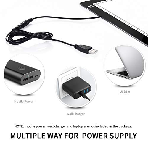 Zecti Mesa de Luz A4, LED Tableta de Luz A4 Portátil con USB 4mm Super Delgado y Brillo Ajustable en 6 Niveles, Herramientas Ideal para Calcar Dibujo