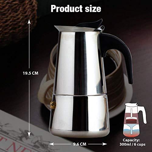 Zeeanker Cafetera italiana,Coffee machine,Cafetera espressos en Acero inoxidable,Conveniente para la cocina de inducción,Cafetera Moka Clásica,Perfecta para Uso Doméstico y en la Oficina (600ML)