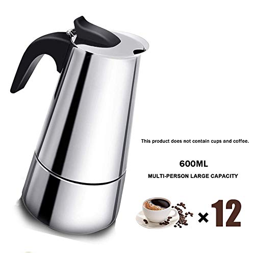 Zeeanker Cafetera italiana,Coffee machine,Cafetera espressos en Acero inoxidable,Conveniente para la cocina de inducción,Cafetera Moka Clásica,Perfecta para Uso Doméstico y en la Oficina (600ML)