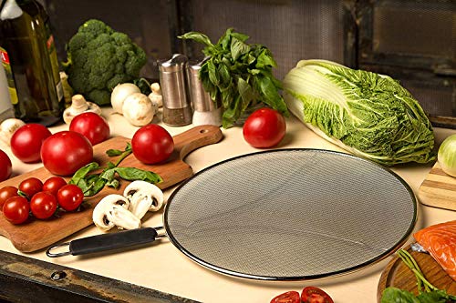 Zeeanker Tapadera Cocina de Aceite Proofing Tapa de Acero Inoxidable,Pantalla Antisalpicaduras Malla Fina y Pies de Apoyo con Manija de Goma 99% Evita Las Salpicaduras(A-29CM)