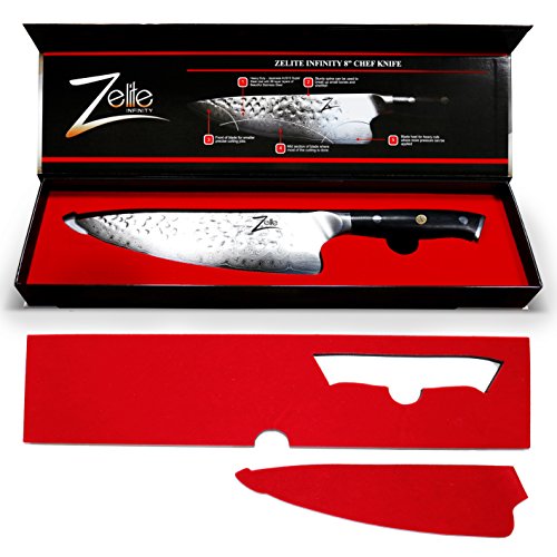 Zelite Infinity, Cuchillo Chef 20 cm- Serie Alpha-Royal, Utensilios Cocina Edición Executive Chefs - Acero de Damasco Japonés AUS-10 de 67 capas - Cuchillos Cocina Acabado Tsuchime