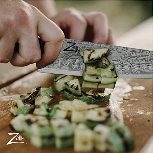 Zelite Infinity Cuchillo Chef de 20 cm – Utensilios de cocina Acero de Damasco Japonés AUS-10 Para Toda la Vida, Cuchillos Cocina Gyuto para Casa y Restaurante