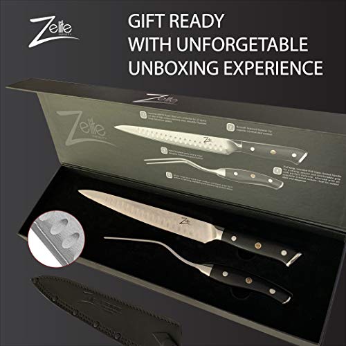 Zelite Infinity, Cuchillo Japonés Trinchante y Tenedor (25 cm) – Utensilios de Cocina Serie japonesa Al-pha-Royal – Acero de Damasco Japonés AUS10 de 67 Capas – Cuchillos Cocina Profesional/doméstica