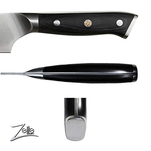 Zelite Infinity Cuchillos Cocina Cuchillo de Chef 25cm – Serie Alemana Alpha-Royal – Cuchillos Cocina Profesional Acero Inoxidable Alemán – Cuchillos Japoneses con Mango de Pakkawood y Funda de Cuero