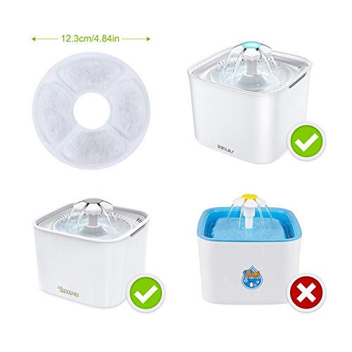 Zellar Filtros de Fuente de Agua Filtros Fuente de Gato Filtros de Repuesto Carbón Activo para Fuente de Agua Automática de Mascotas Fuente de Agua para Dispensador de Agua para Perros (6 Piezas)