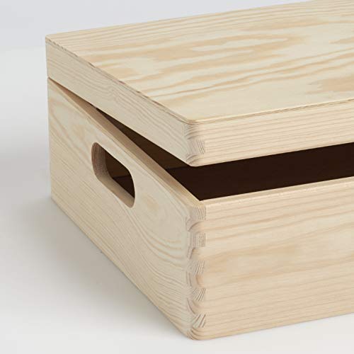 Zeller 13151 Caja Multiusos con Tapa, Madera, Marrón, 40x30x14 cm