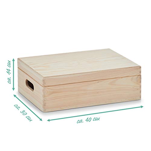 Zeller 13151 Caja Multiusos con Tapa, Madera, Marrón, 40x30x14 cm