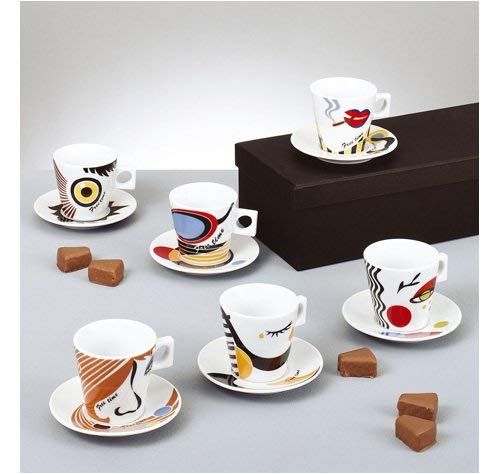 Zeller Faces - Juego de Tazas de café, 12 Piezas, Porcelana