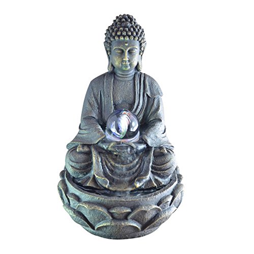 Zen Luz SCFR 8G Buddha Fuente Meditación Gran Interior Marrón Oscuro/Chocolate 21 x 21 x 30 cm