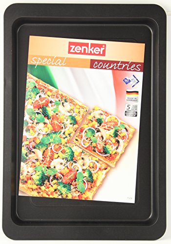 Zenker Bandeja Horno Universal Antiadherente de Acero con Revestimiento Teflon para Pizza, Brazo de Gitano, empanada, ga, Negro