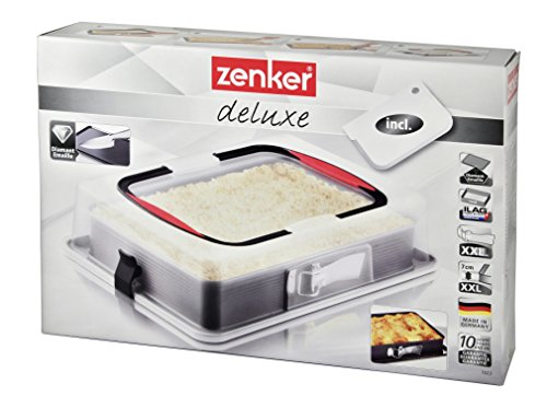 Zenker Molde Desmontable con Tapa, Acero con Revestimiento Antiadherente Ilag Premiun, Negro, Interior: Aprox. 38 x 25 x 7 cm, Exterior: Aprox. 43,5 x 10,5 x 29,5 cm