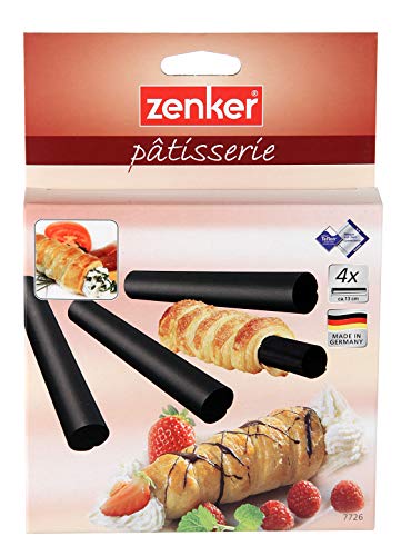 Zenker Patisserie Conos Relleno Crema en acero con revestimiento antiadherente Teflon. Negro. Ø2/2,5x13cm. 4 uds.