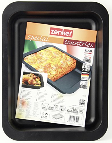 Zenker Rustidera o Bandeja para Asados y Repostería en Acero con Revestimiento Antiadherente Ilag, 33x25x5cm, 1ud, Negro, 33 cm