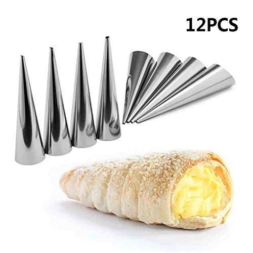 Zerama 12PCS cónico del Tubo Cono Rollo moldes de Acero Inoxidable Croissants Espiral moldes de repostería Crema Cuerno Cake Pan Molde