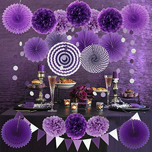 Zerodeco Decoración de la Fiesta, 21 Piezas Abanicos de Papel Bola de Nido Pom Poms Ventilador Cumpleaños Boda Carnaval Bebé Ducha Home Party Supplies Decoración (Multi)