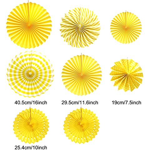 Zerodeco ZEORDECO Abanicos de Papel Bola de Nido Pom Poms Ventilador de Papel para Colgar Decoración para Cumpleaños Boda Carnaval Bebé Ducha Home Party Supplies Decoración - Amarillo