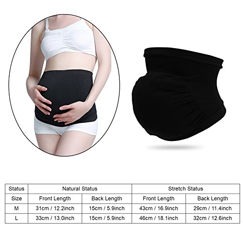 Zerodis Las Mujeres Embarazadas Belly Support Band Cinturón de Panza Banda elástica sin Costuras Cuidado prenatal Ropa Embarazada(Negro L)