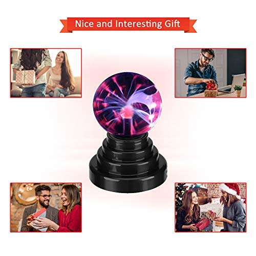 Zerodis Plasma Ball Light USB Globe Night Touch Sensible Lightning USB/con Pilas Creativo decoración mágica para Escritorio de Oficina, niños Fiesta Infantil Regalo de cumpleaños Presente decoración