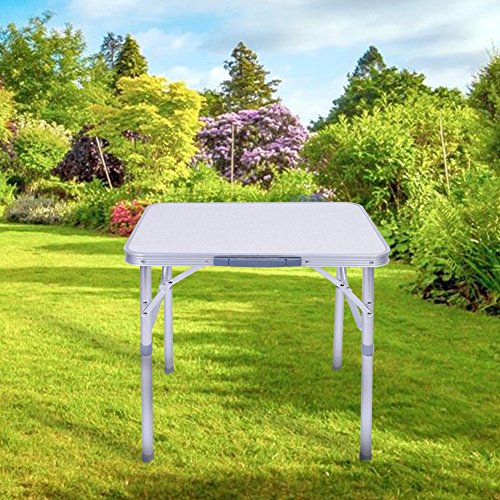 Zerone Mesa Plegable Ajustable Picnic, Aluminio Plegable Portátil Mesa Playa Mesa de Jardín para Interiores y Exteriores, Mesa de Comedor para Pícnic Camping Barbacoa