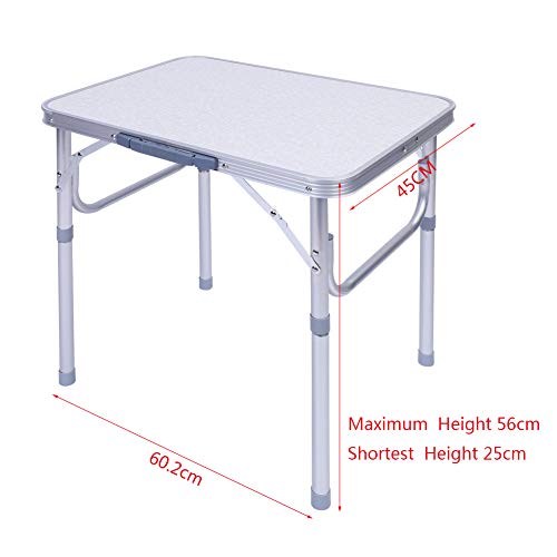 Zerone Mesa Plegable Ajustable Picnic, Aluminio Plegable Portátil Mesa Playa Mesa de Jardín para Interiores y Exteriores, Mesa de Comedor para Pícnic Camping Barbacoa