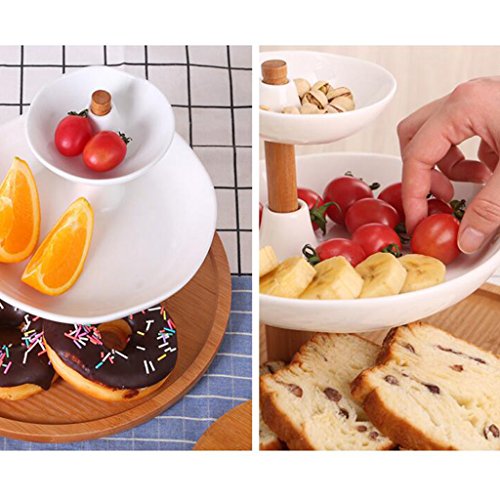 ZfgG Plato De Frutas De Madera con 3 Platos Redondos para Galletas, Dulces, Productos Horneados, Bocadillos para Fiestas, Nueces Y Más, Plato De Bandejas para Platos De Platos De Frutas