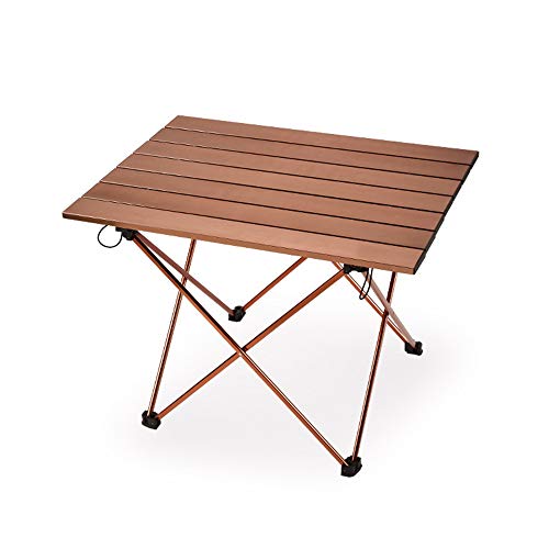 ZFH Mesa Plegable de Aluminio para Acampar Mesa portátil de Aluminio Enrollable, Liviana, Impermeable y Resistente a la Intemperie para Picnic al Aire Libre, Barbacoa Pesca en la Playa,Brown