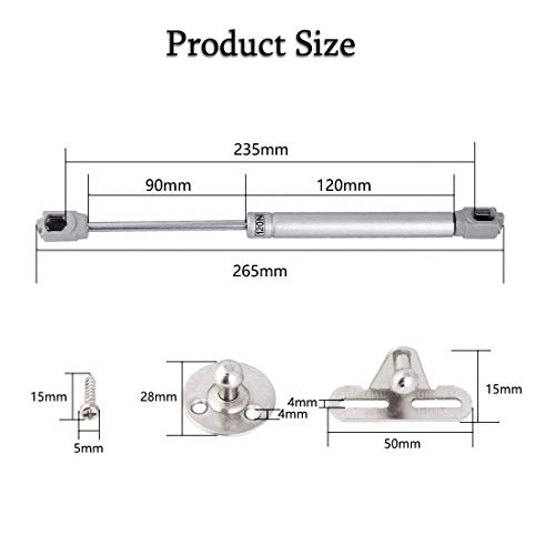 ZFYQ Pistones a Gas, 4pcs Hidráulico Muebles Cocina Amortiguador Puertas Elevables 120N/12kg 270mm Bisagras Resortes Armario con Tornillos