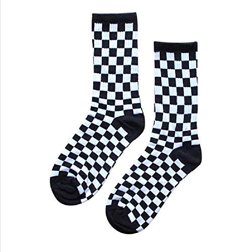 ZHANGNUO Harajuku Trend Women Calcetines a Cuadros Calcetines Geométricos a Cuadros Hombres Hip Hop Algodón Unisex Streetwear Novedades Calcetines Beige