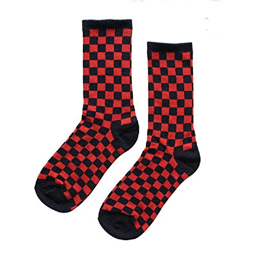 ZHANGNUO Harajuku Trend Women Calcetines a Cuadros Calcetines Geométricos a Cuadros Hombres Hip Hop Algodón Unisex Streetwear Novedades Calcetines Beige