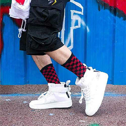 ZHANGNUO Harajuku Trend Women Calcetines a Cuadros Calcetines Geométricos a Cuadros Hombres Hip Hop Algodón Unisex Streetwear Novedades Calcetines NegroAzul