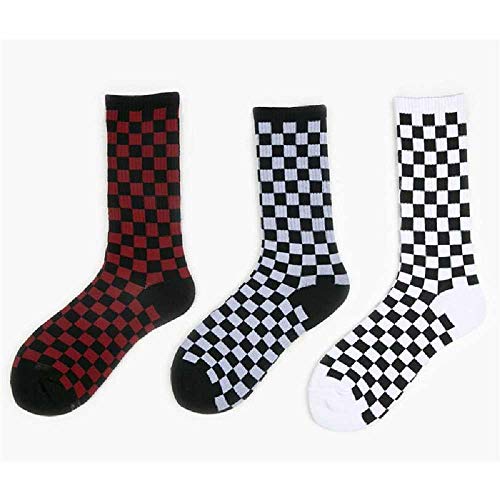 ZHANGNUO Harajuku Trend Women Calcetines a Cuadros Calcetines Geométricos a Cuadros Hombres Hip Hop Algodón Unisex Streetwear Novedades Calcetines NegroAzul