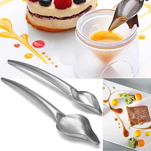 ZHANGPENG Cucharas De Dibujo Culinario De Acero Inoxidable Multiusos para Chef - para Adorno De Chef De Pastel De Café con Mango Cómodo 1PCS /S