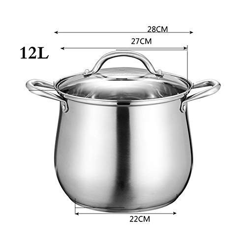 Zhaoronghua 304 De Acero Inoxidable Vapor De La Olla, Que No Se Pegue Olla con Tapa Pour La Tapa De Vidrio Templado con Un Agarre Seguro Y Fresco Mangos Tambor,1,28l