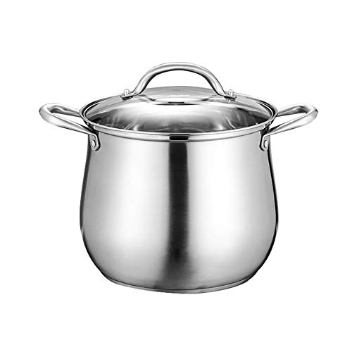 Zhaoronghua 304 De Acero Inoxidable Vapor De La Olla, Que No Se Pegue Olla con Tapa Pour La Tapa De Vidrio Templado con Un Agarre Seguro Y Fresco Mangos Tambor,1,28l