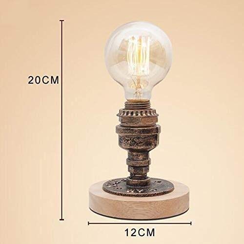 Zhaoruilong1163 Retro creativo de industria del hierro de la vendimia tubo luminoso de la lámpara de escritorio de madera E27 Noche swooning lámpara de mesa País Americana for la lámpara de mesa Decor