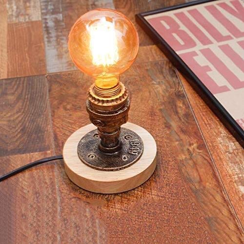 Zhaoruilong1163 Retro creativo de industria del hierro de la vendimia tubo luminoso de la lámpara de escritorio de madera E27 Noche swooning lámpara de mesa País Americana for la lámpara de mesa Decor