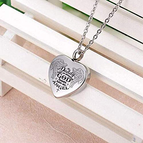 ZHAOXIANGXIANG Colgante Urna para Cenizas,La Cremación Urna Collar Colgante Corazón De Ceniza Memorial Keepsake Joyería Grabada Mi Papá Era Tan Increíble Que Dios Hizo De Él Un Angel