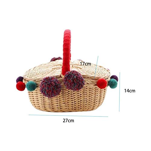 ZHENAO Familia Al Aire Libre Cesto para Picnic Estilo Rústico Cesto de Mimbre Cesta de la Compra de Mimbre Cesta de Almacenamiento con una Tapa Dormitorio Revistero Vino Tinto Recol