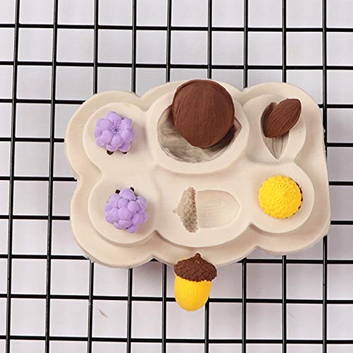 ZHENGCHENG Molde de Fondant de Silicona Nueces y Bayas Molde en Forma de Cono de Pino de Nuez Postre Cubo de Hielo de Chocolate Cupcake Cake Herramientas para Hornear